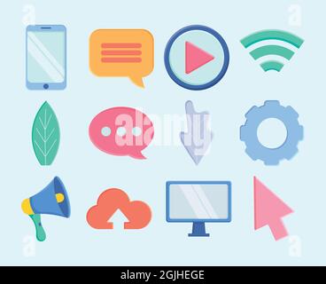 technology and devices icon set Stock Vector
