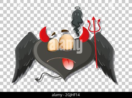 Heart shape devil with facial expression illustration Stock Vector