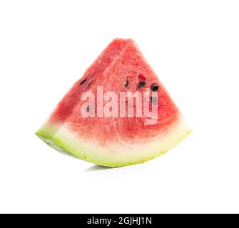 Red sliced watermelon. Pieces of red melon isolated on white background. Stock Photo