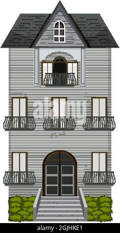 Isolated haunted mansion facade illustration Stock Vector