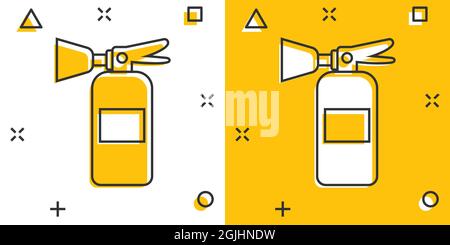 Extinguisher icon in comic style. Fire protection cartoon vector ...