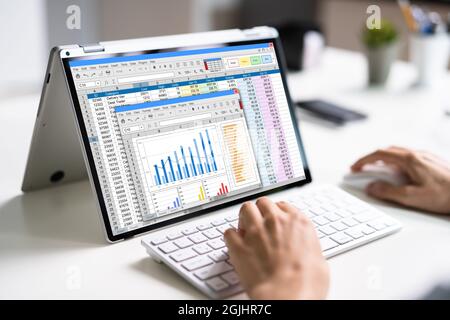 Spreadsheet Data Business Work On Office Tablet Stock Photo