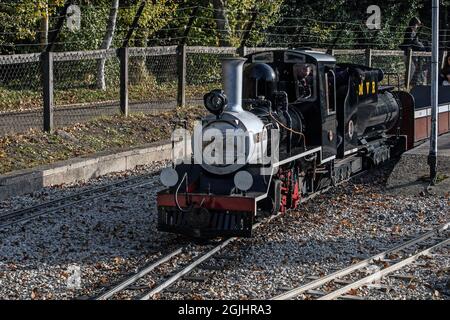 Moors Valley railway narrow gauge miniature railway 2018 Locomotive Zeus Stock Photo