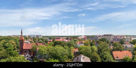 A magnificent cityscape that can be seen from the observation deck of the water tower in the city center. Zelenogradsk, Russia. Stock Photo