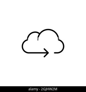 Cloud storage with moving arrow icon. Upload to cloud server or synchronisation. Pixel perfect, editable stroke. Stock Vector