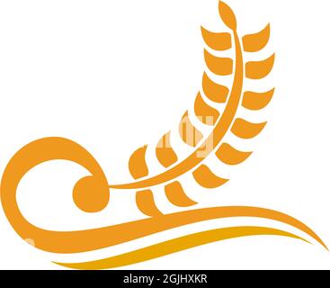 Agriculture wheat leaf icon logo design inspiration vector template Stock Vector