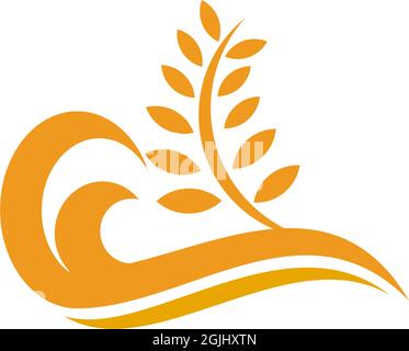 Agriculture wheat leaf icon logo design inspiration vector template Stock Vector