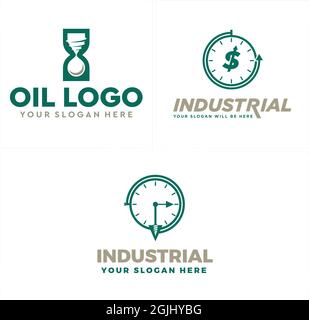Industrial drill oil gas logo design Stock Vector