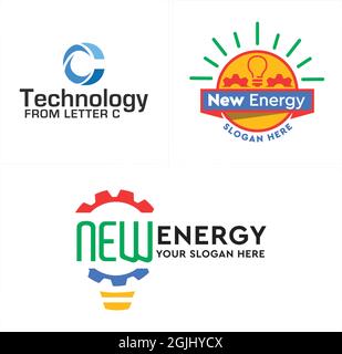 Modern technology lamp gear energy industrial logo design Stock Vector
