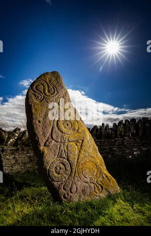 The Serpent Stone, one of the Aberlemno Standing Stones in Angus, Scotland Stock Photo