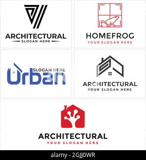 Architectural home frog vector logo design Stock Vector