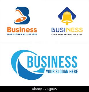 Business with bell icon logo design Stock Vector