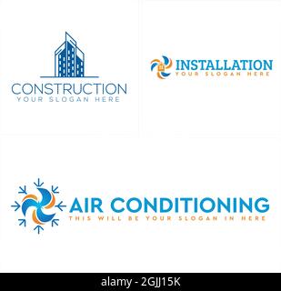 Construction installation building home logo design Stock Vector