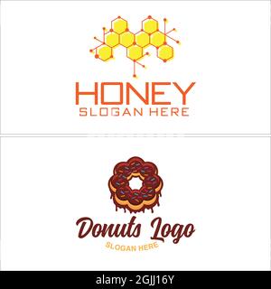 Food restaurant Honey donuts logo design Stock Vector