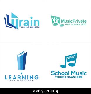 Education school music logo design Stock Vector