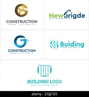 Construction business repair building logo design Stock Vector