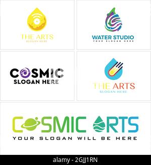 Arts water planet icon logo design Stock Vector