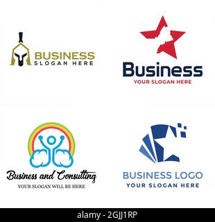 Business consulting agency helmet spartan logo design Stock Vector