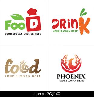 Food and Beverage Wordmark Logo Design Stock Vector