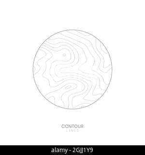 White Topographic map circle logo concept.Topo map elevation lines. Contour vector abstract vector illustration. Stock Vector