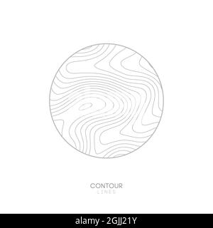 White Topographic map circle logo concept.Topo map elevation lines. Contour vector abstract vector illustration. Stock Vector