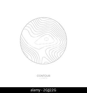 White Topographic map circle logo concept.Topo map elevation lines. Contour vector abstract vector illustration. Stock Vector