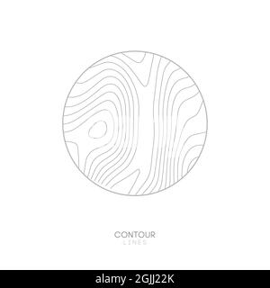 White Topographic map circle logo concept.Topo map elevation lines. Contour vector abstract vector illustration. Stock Vector