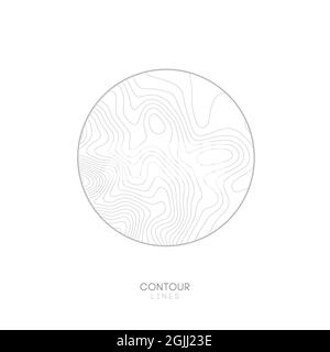 White Topographic map circle logo concept.Topo map elevation lines. Contour vector abstract vector illustration. Stock Vector