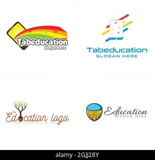 Education technology phone tablet logo design Stock Vector