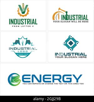 Industrial drilling energy logo design Stock Vector