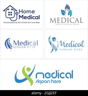 Medical home care spine yoga logo design Stock Vector