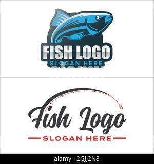 Sport fishing logo design Stock Vector