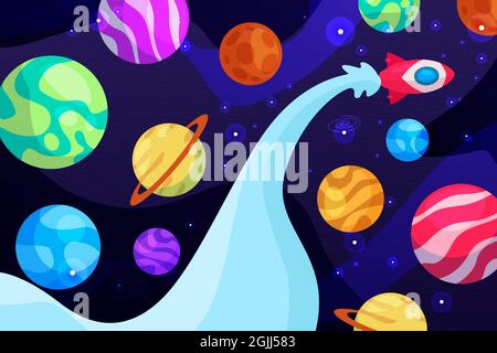 Cartoon galaxy background Vector illustration. Stock Vector