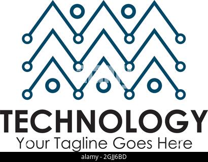 Technology logo design with using circuit element vector template illustration Stock Vector