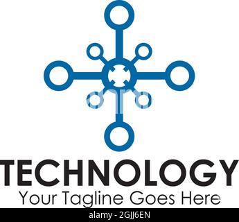 Technology logo design with using circuit element vector template illustration Stock Vector