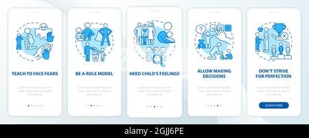 Bringing up tips blue onboarding mobile app page screen Stock Vector