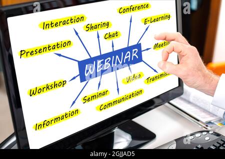 Webinar concept shown on a computer screen Stock Photo