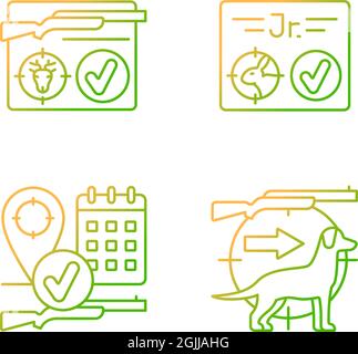 Hunting regulations gradient linear vector icons set Stock Vector