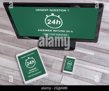 Urgent question concept shown on different information technology devices Stock Photo