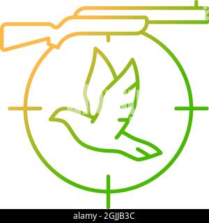 Pigeon shooting gradient linear vector icon Stock Vector