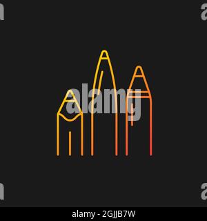 Pens and pencils gradient vector icon for dark theme Stock Vector