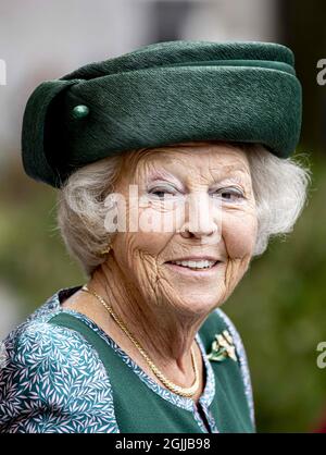 Princess Beatrix unveils the Peace and Reconciliation stained glass window in the Laurenskerk Rotterdam, Netherlands on September 10, 2021. Photo by Robin Utrecht/ABACAPRESS.COM Stock Photo