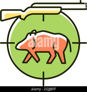 Wild boar hunting RGB color icon for dark theme Stock Vector Image ...