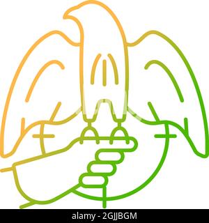 Falconry hunting gradient linear vector icon Stock Vector