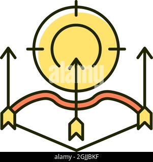 Bow and arrow hunting RGB color icon Stock Vector