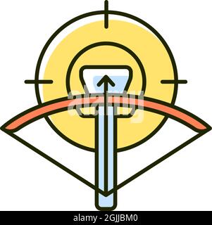 Hunting with crossbow RGB color icon Stock Vector