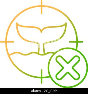 Illegal whaling gradient linear vector icon Stock Vector