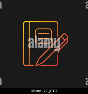 Graph composition notebook with pen gradient vector icon for dark theme Stock Vector
