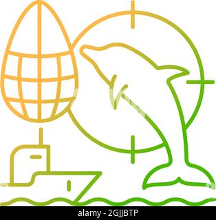 Dolphin drive hunting gradient linear vector icon Stock Vector
