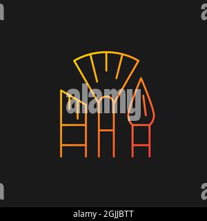 Paintbrushes gradient vector icon for dark theme Stock Vector